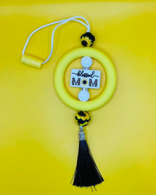 blessed mom car charm