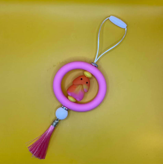 pink orange yellow car charm