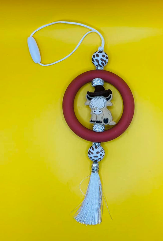 cow hat car charm